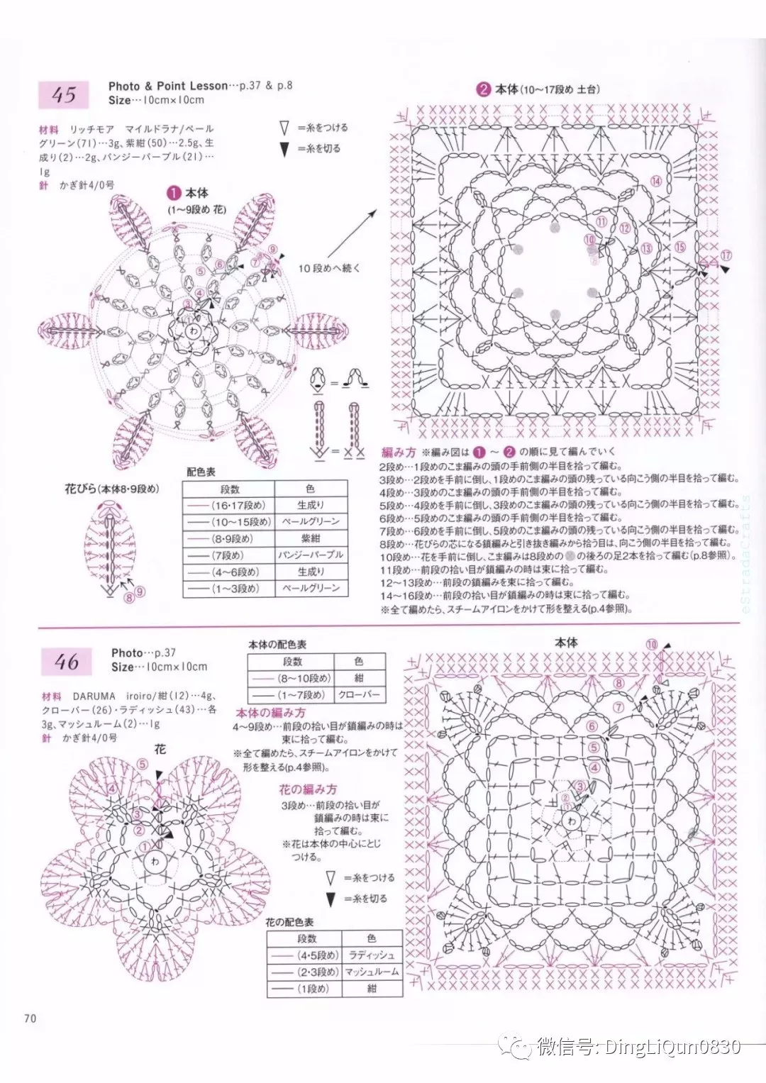 方形单元花片钩针图解图片