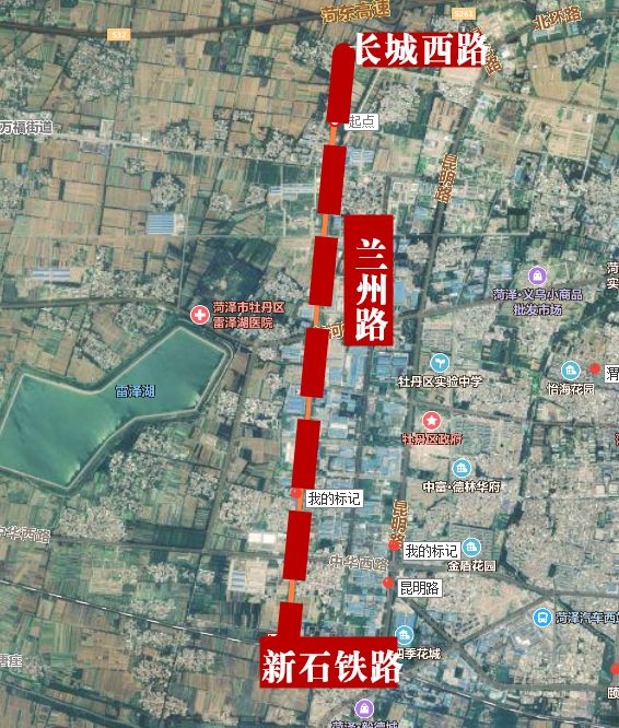 起止点:南至新石铁路,北至长城西路走向:南北街道名称:兰州路16起止点