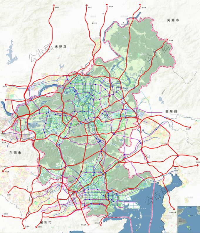 惠州综合交通规划图据了解,惠州市高速公路虽已成网,但密度分布不均