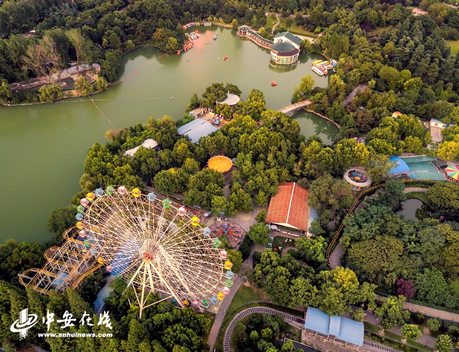 航拍夕陽下的合肥杏花公園 原來如此驚豔