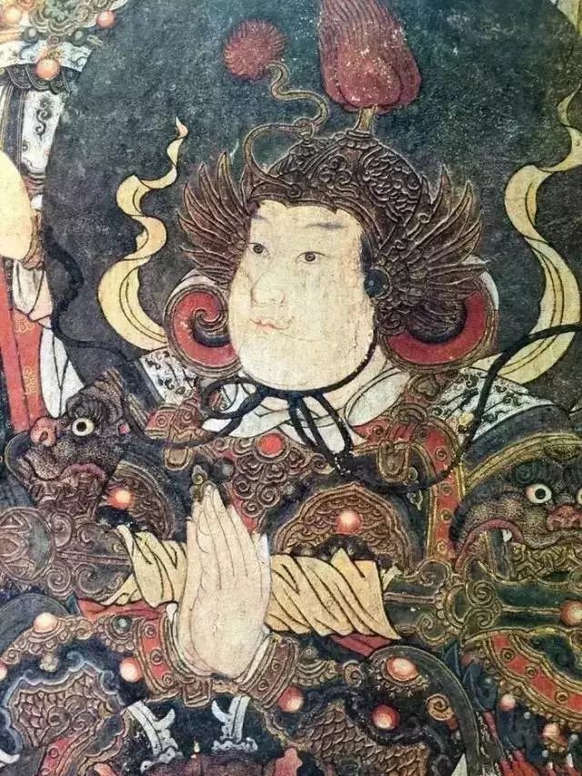 《三大士圖》:文殊菩薩不得不提的是,法海寺壁畫中將兩大繪畫技巧應用