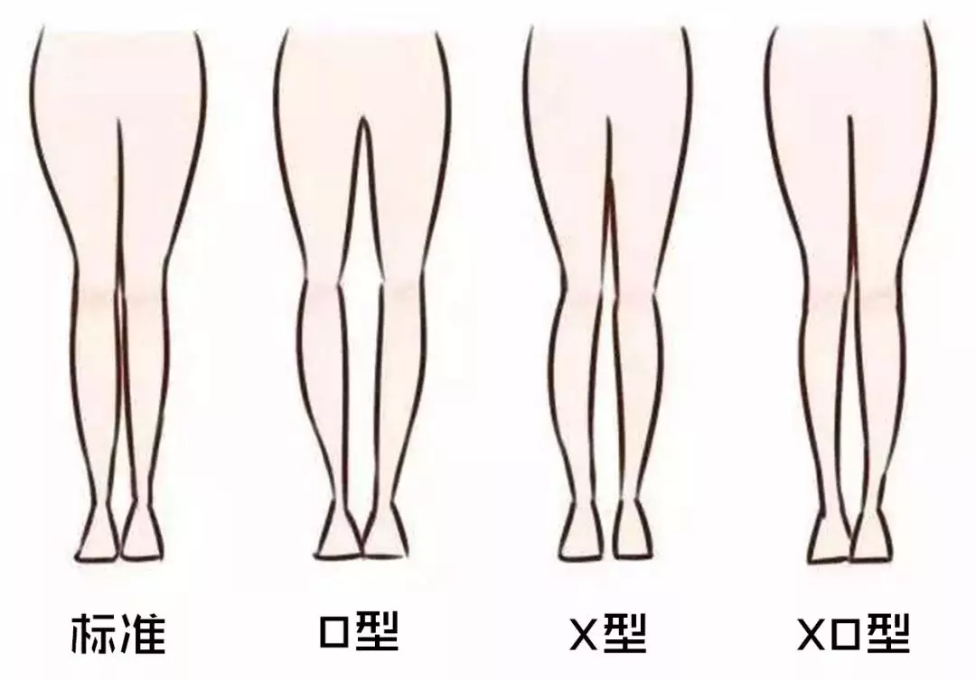 标准型的腿就是脚尖与脚跟紧贴着站立的时候,膝盖的方向朝前,腿看起来