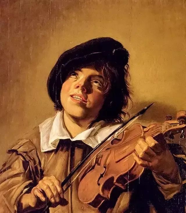 拉小提琴的男生油画图片