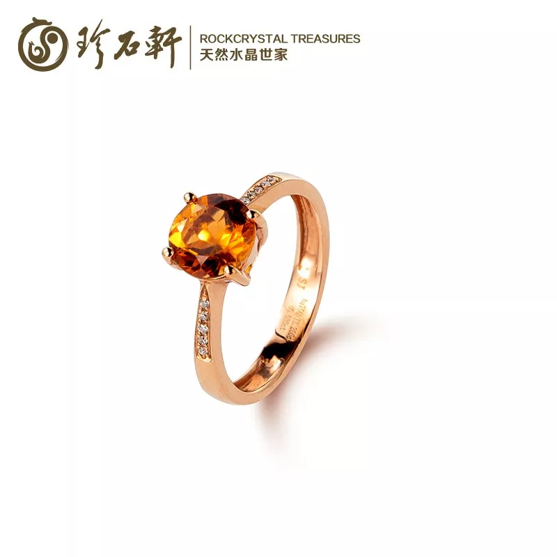 这篇有点色，但又令人着迷-珍石轩天然水晶黄碧玺戒指