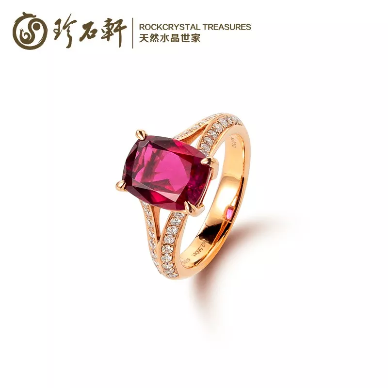 这篇有点色，但又令人着迷-珍石轩天然水晶红碧玺戒指