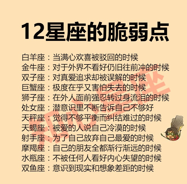 12星座的脆弱点