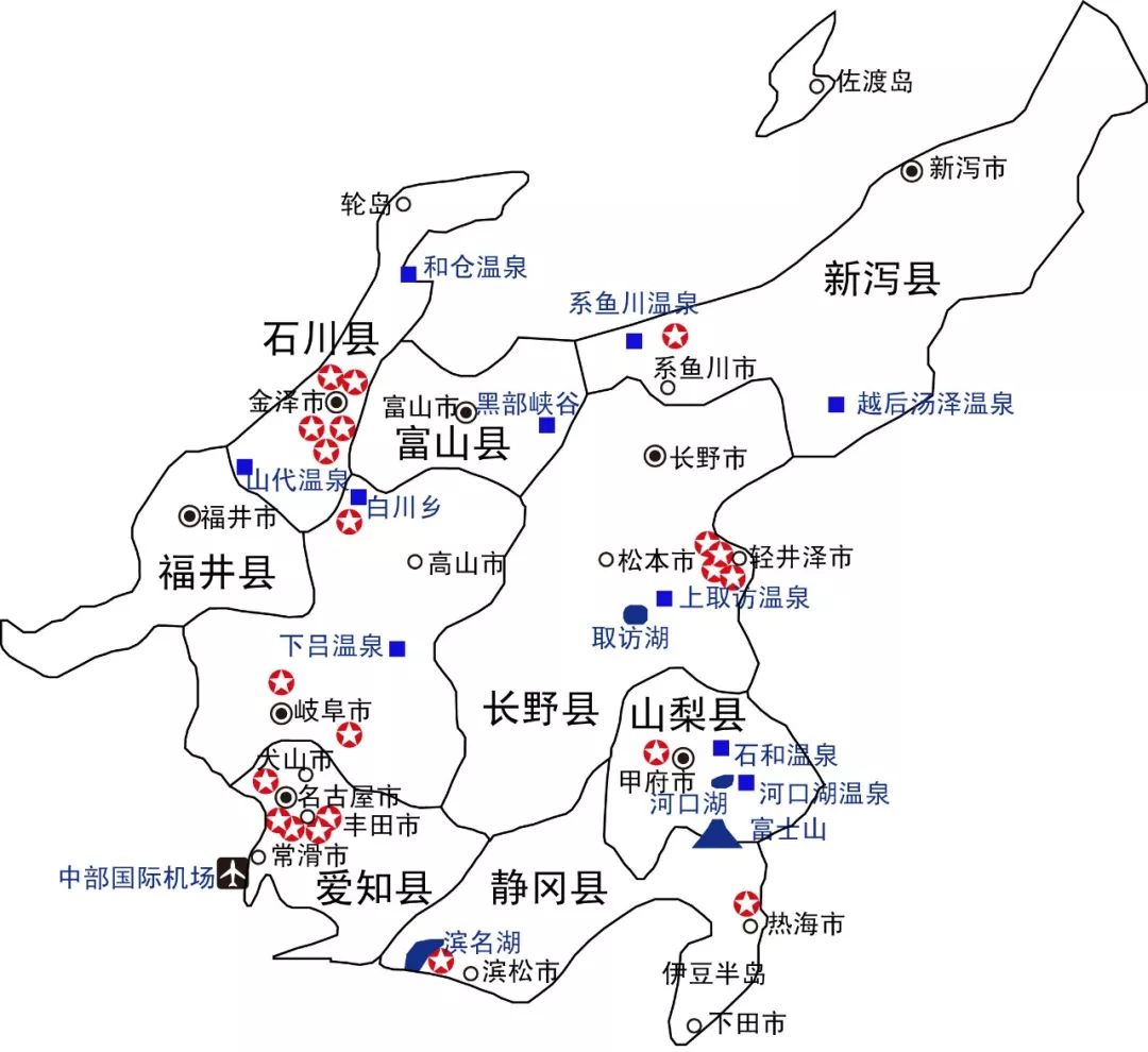建筑地图日本中部地区