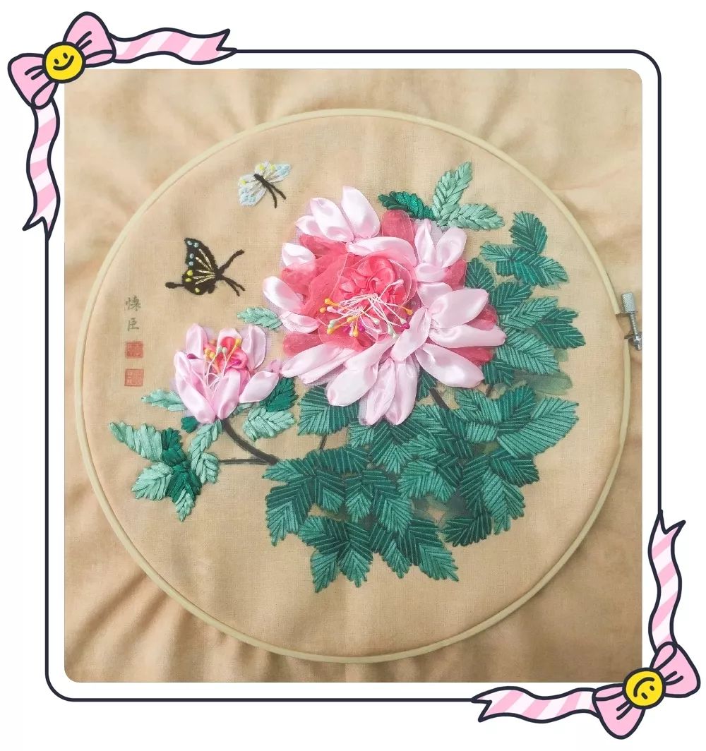 刺繡指尖生花皮防所 錢莉莉硬筆畫唯有牡丹真國色谷裡街道社區衛生