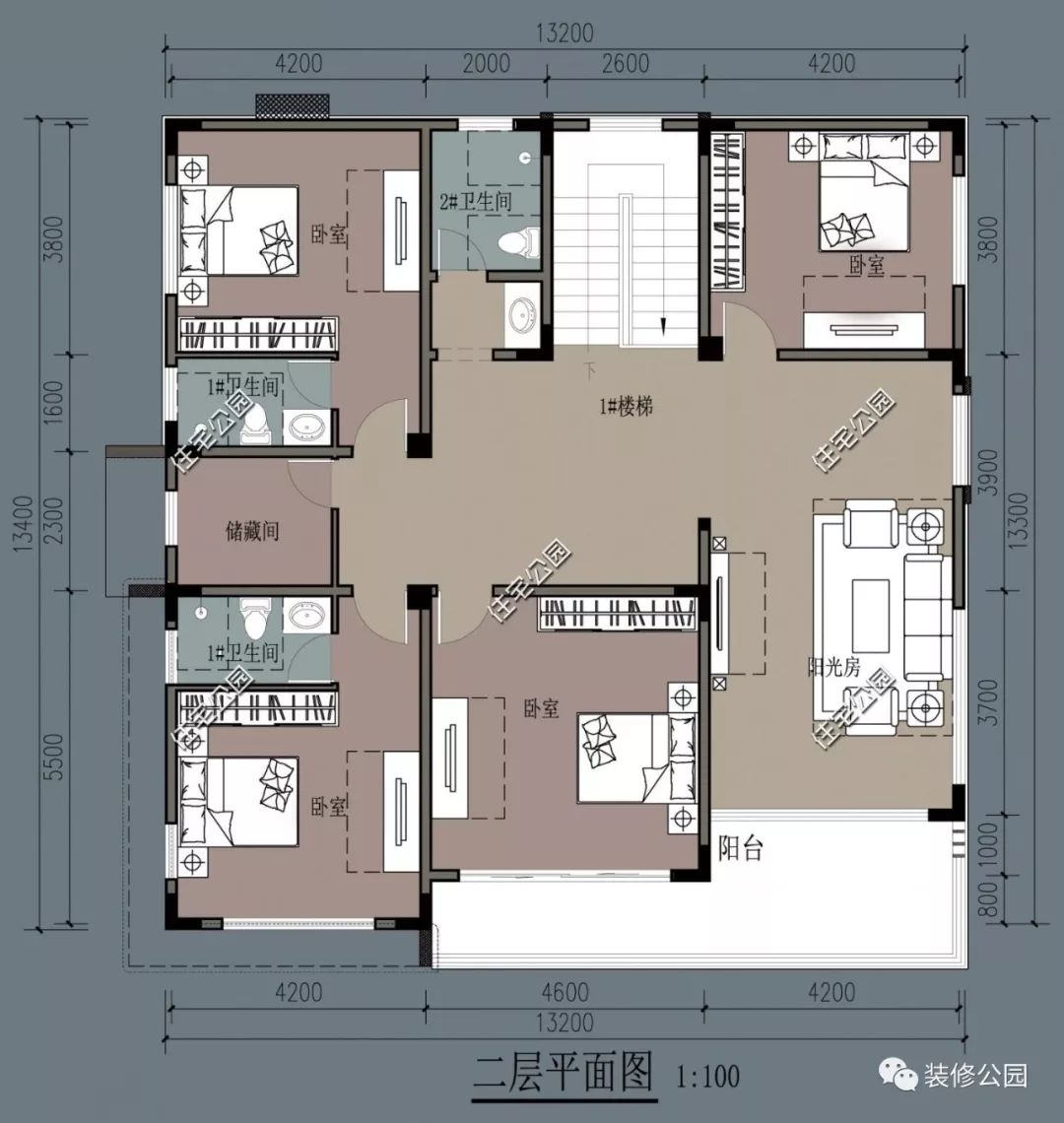 13×13米阳光房 室内装修,双入户门时尚美墅