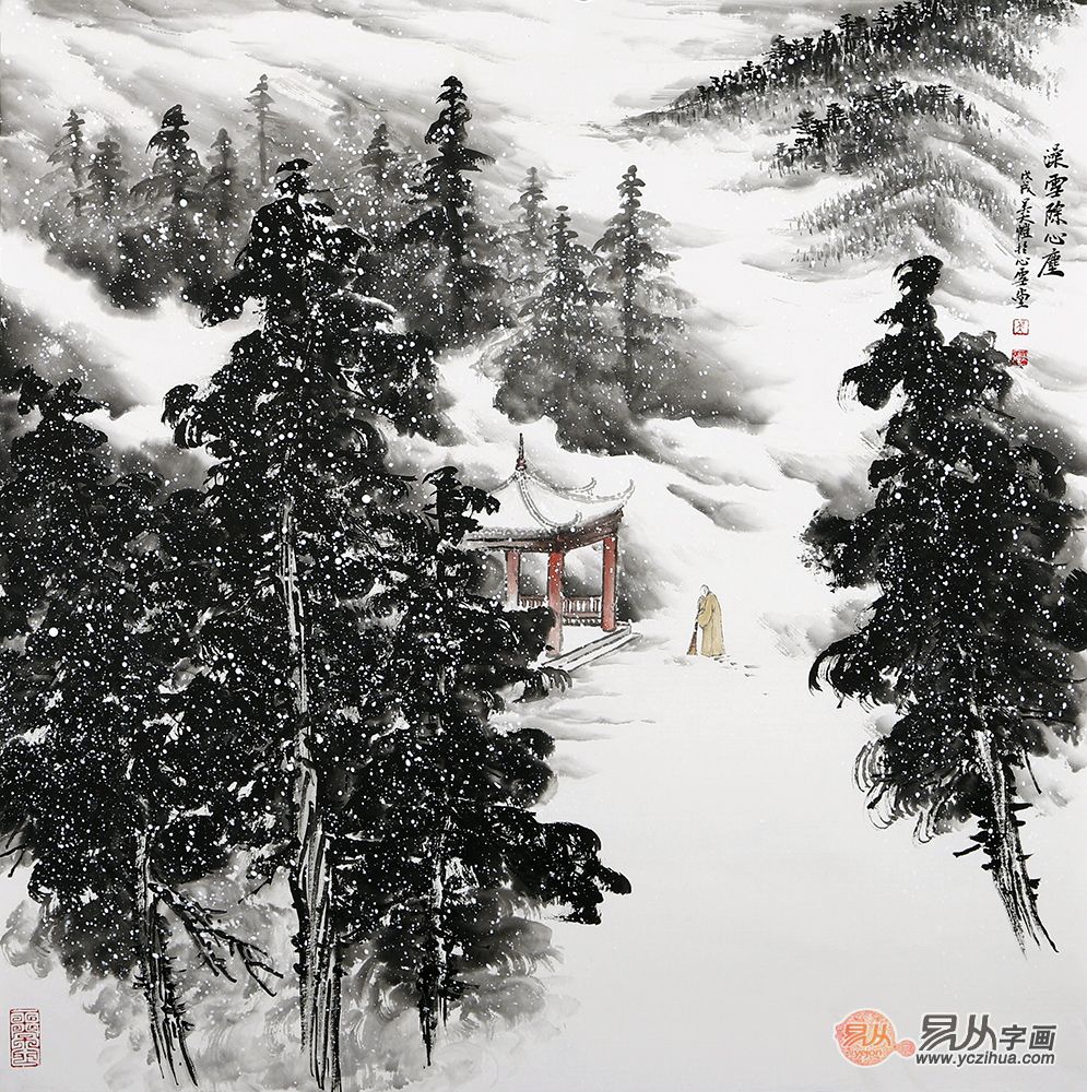 雪景山水畫欣賞一起感受畫家吳大愷的雪中意蘊