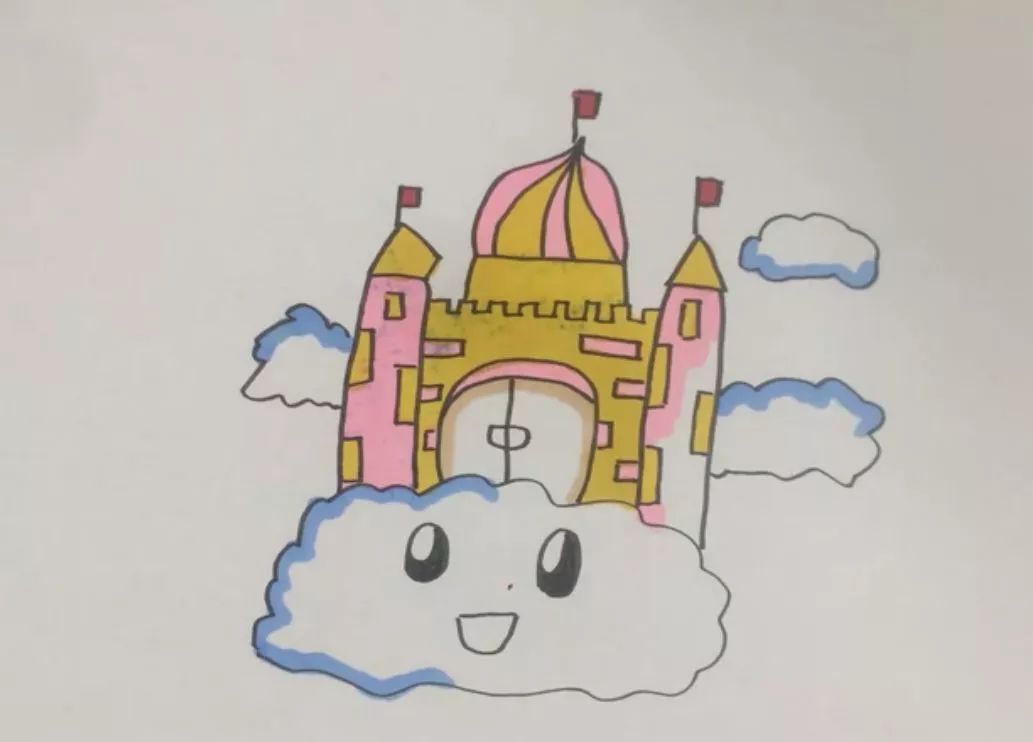 空中城堡绘画图片