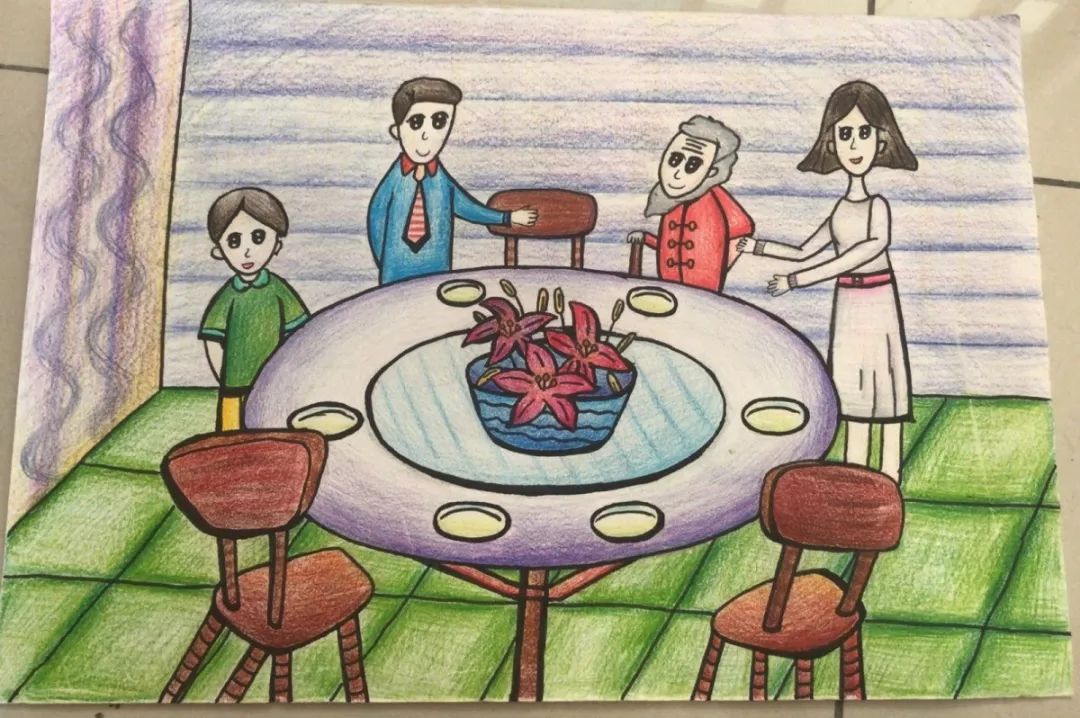节日的餐桌儿童画图片
