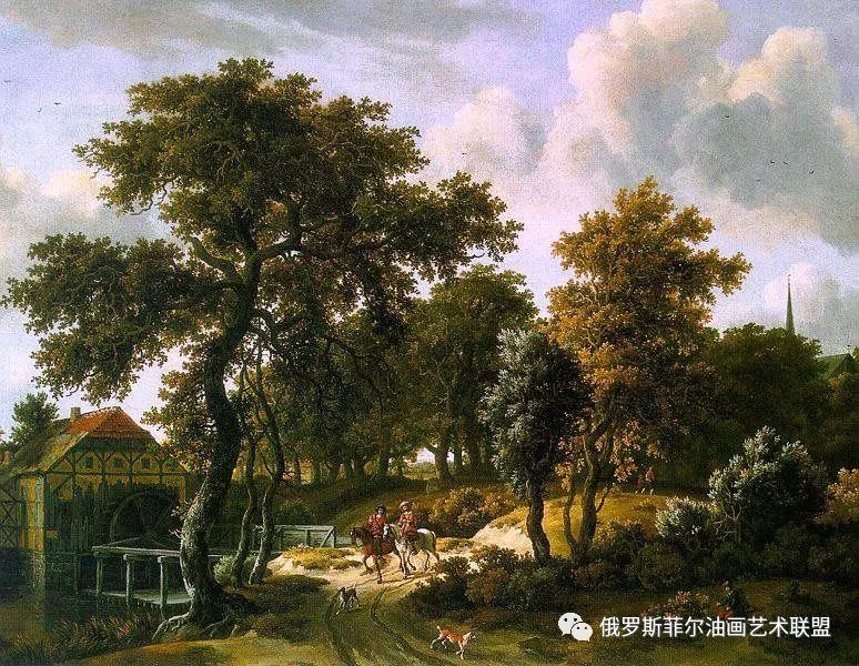 荷兰画家霍贝玛风景油画作品赏析_林间小道