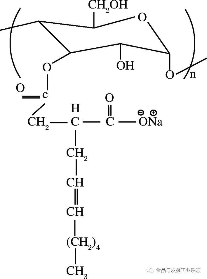 辛烯基琥珀酸澱粉酯(hi-cap)是一種新型變性澱粉,結構式如圖1所示.