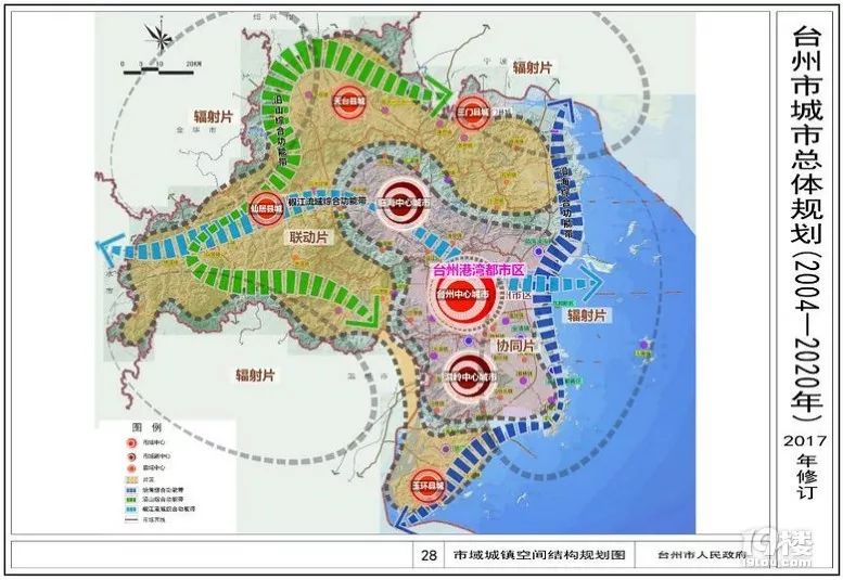 根据《台州市城市总体规划(2004—2020年)(2017年修订)》规划,形成一