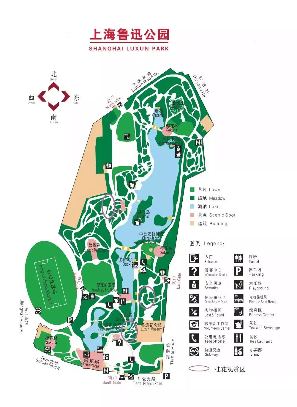 鲁迅公园全园分布着近800株桂花,主要分布在松竹梅广场,荷花池畔,鲁迅