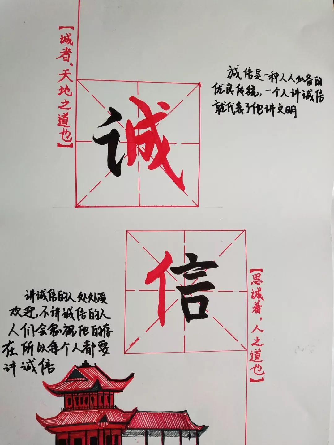 诚信教育手绘海报优秀作品