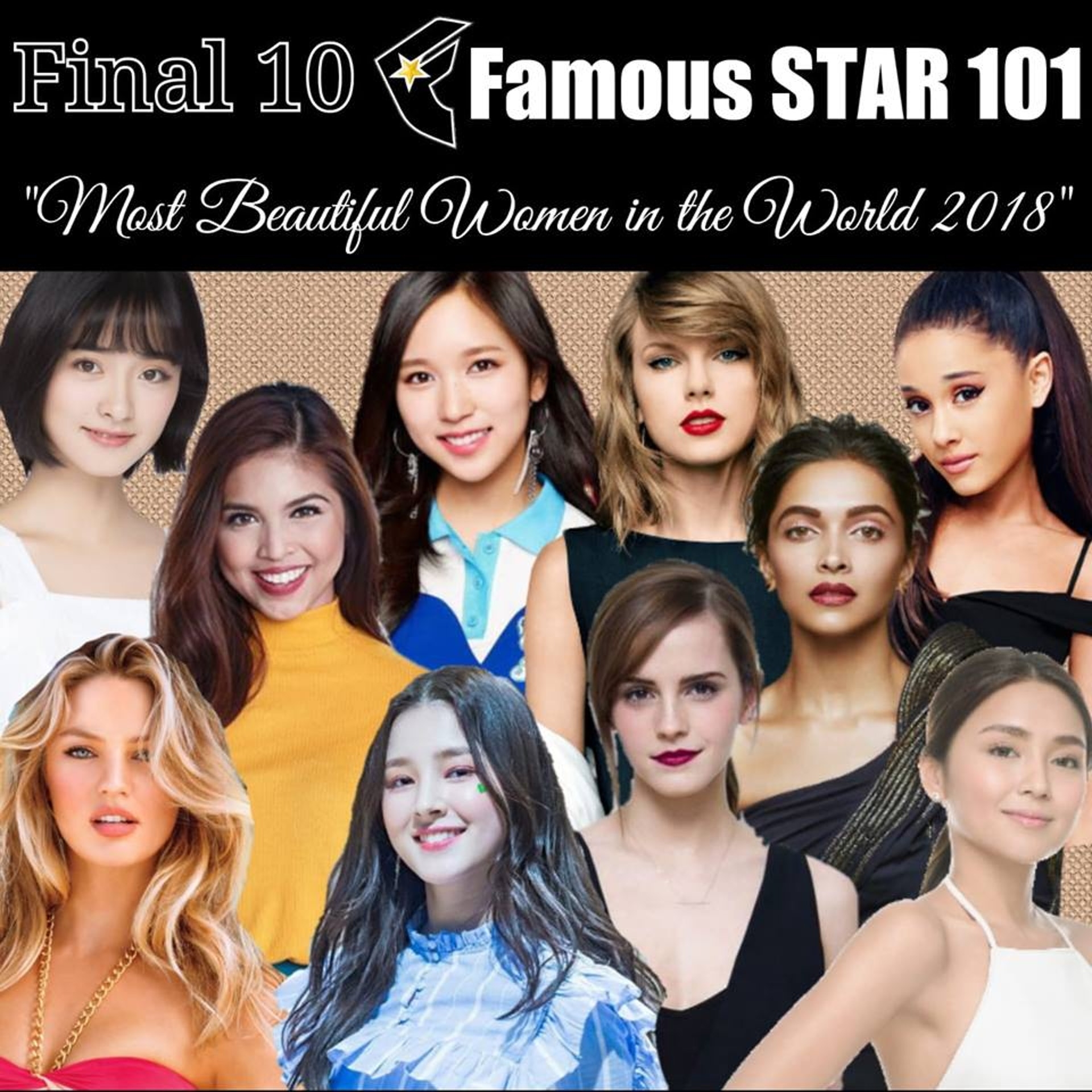 而在这之前,《famous star 101》还宣布了「2018全球最美女星top10」
