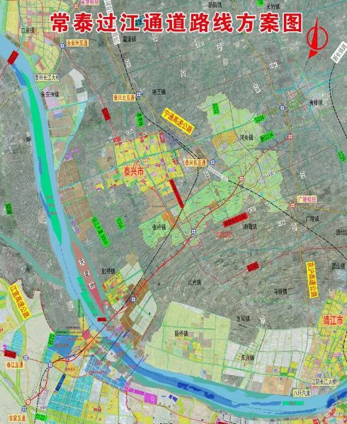 常泰过江通道拟采用六车道高速公路(两线城际铁路 四车道普通公路)