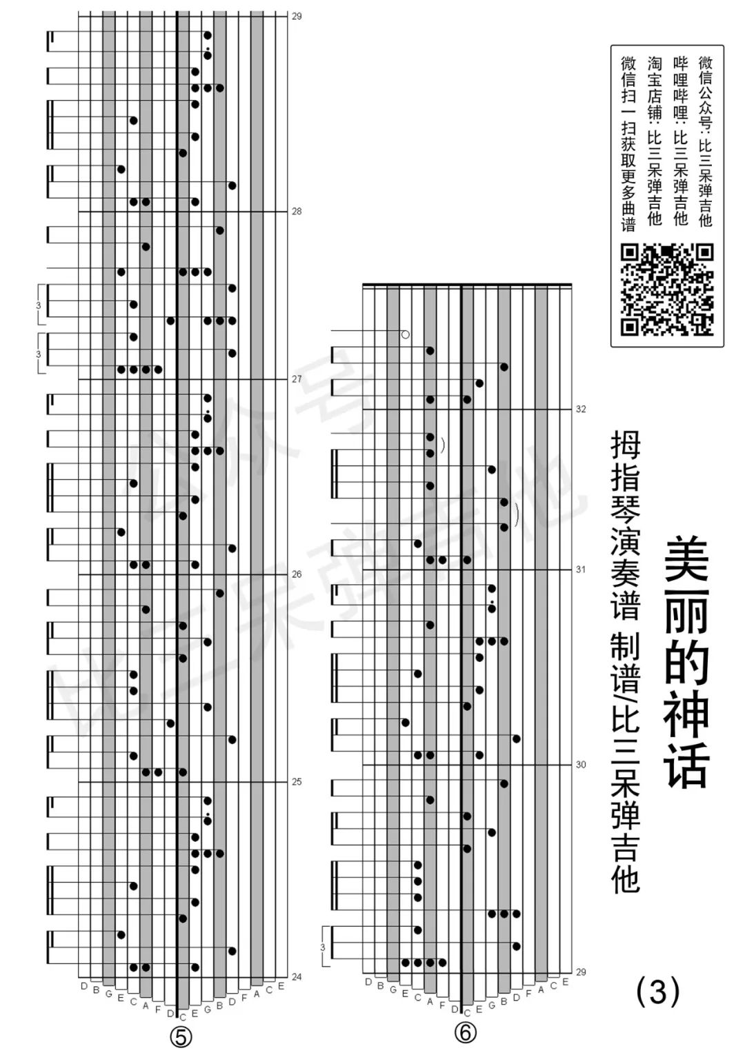 美丽的神话|拇指琴演奏谱