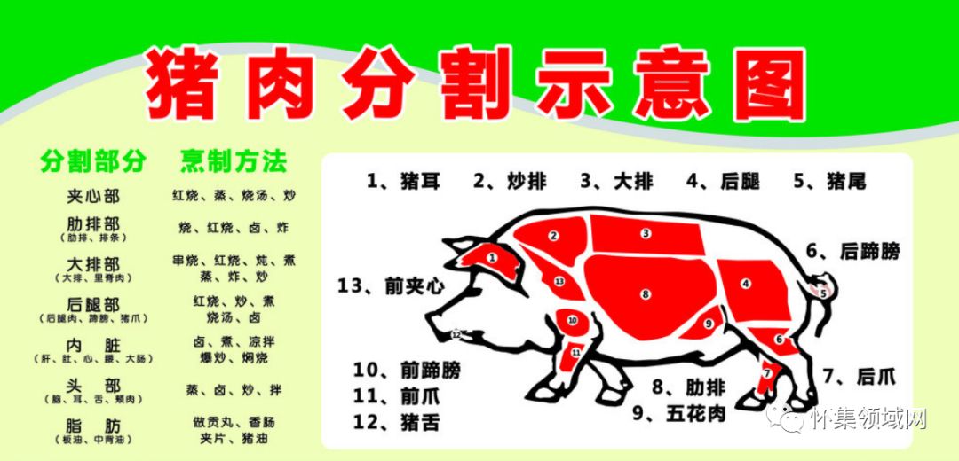 猪肉各部位图解图片