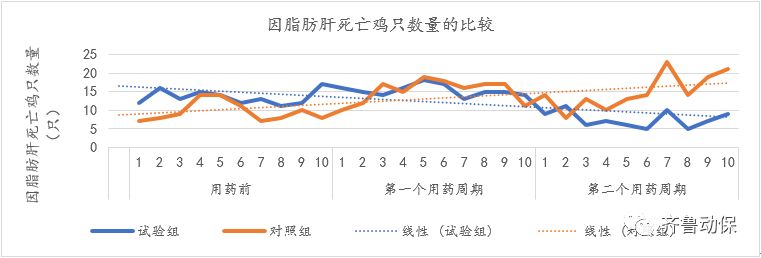 海蘭灰蛋雞40周齡後發生脂肪肝綜合徵,設1舍為試驗組,3舍為對照組