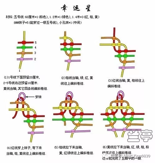 编绳教程 玫瑰幸运星