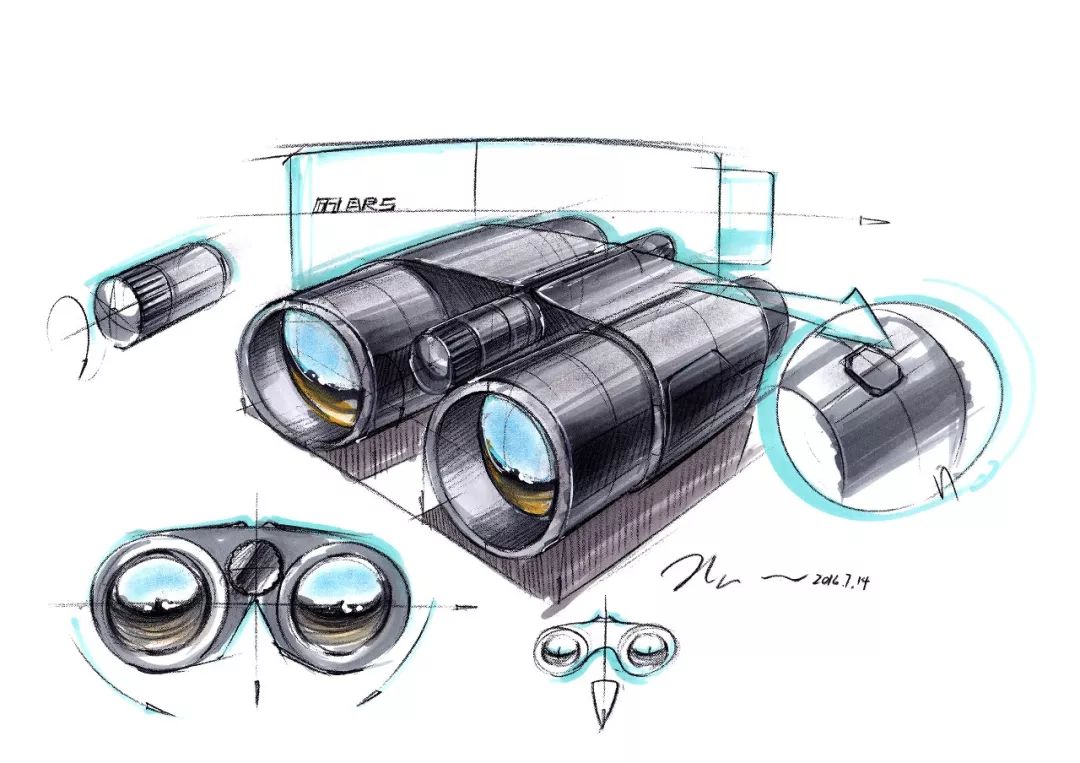 望远镜产品手绘图片