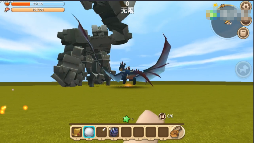 迷你世界:玩家进入黑科技地图,意外发现石巨人大战远古黑龙