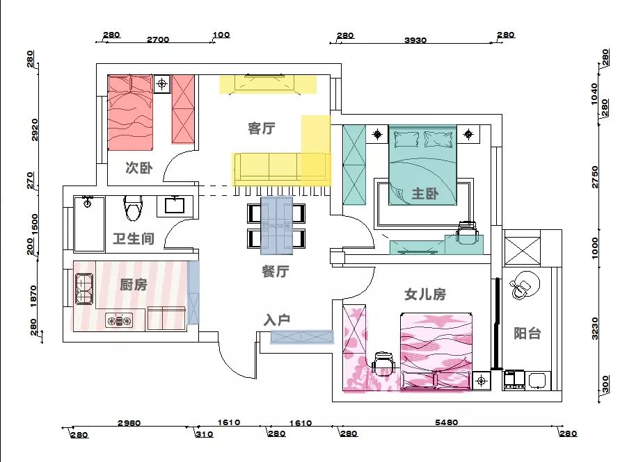 户型规划丨套间式儿童房,学习休息活动一举三得