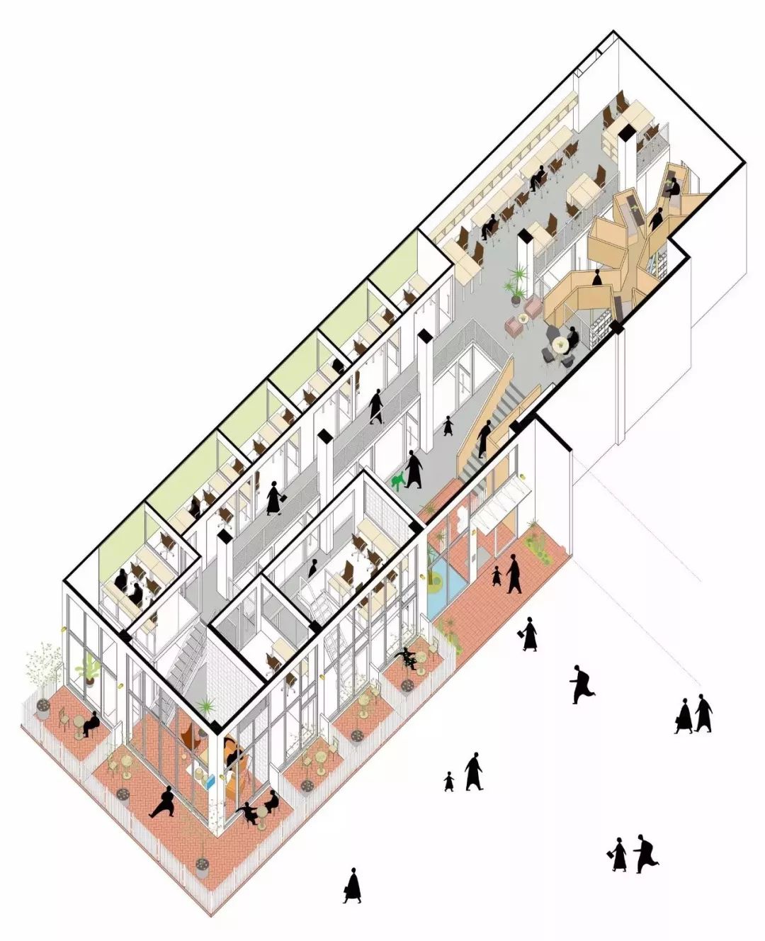 by 普羅建築豐富的空間形式如果在平立剖中不能完全的展現,爆炸軸測