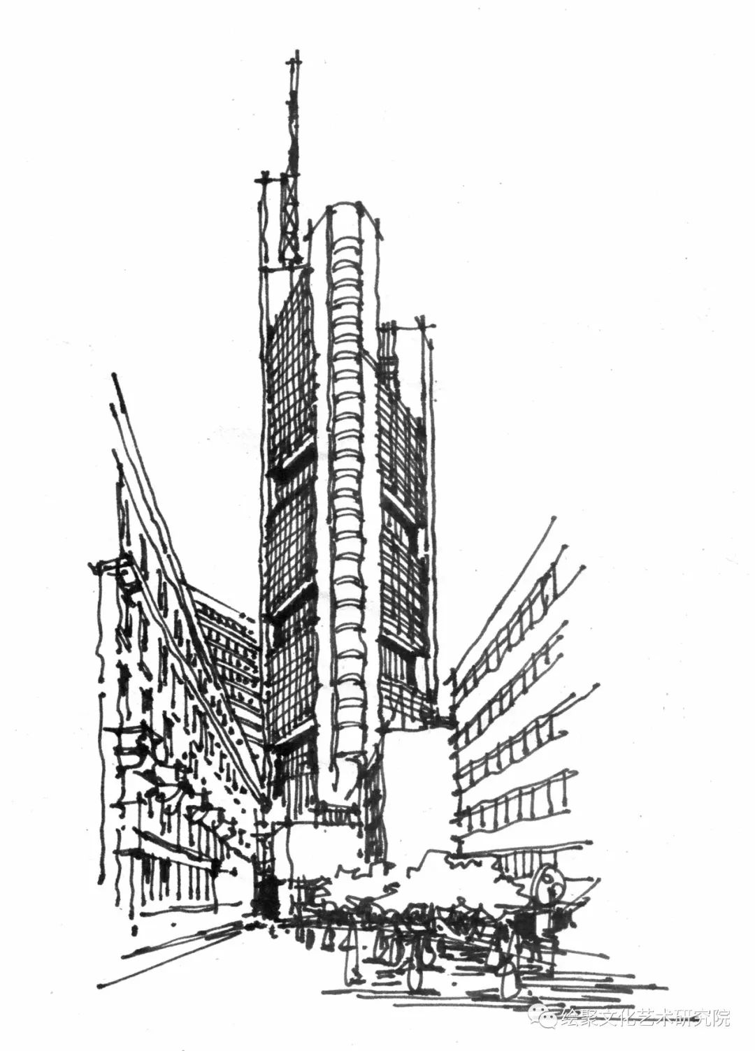 西格拉姆大厦 手绘图片