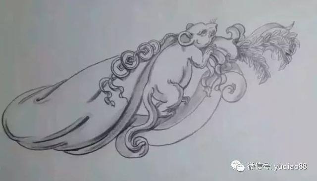中国玉雕师设计的翡翠素描