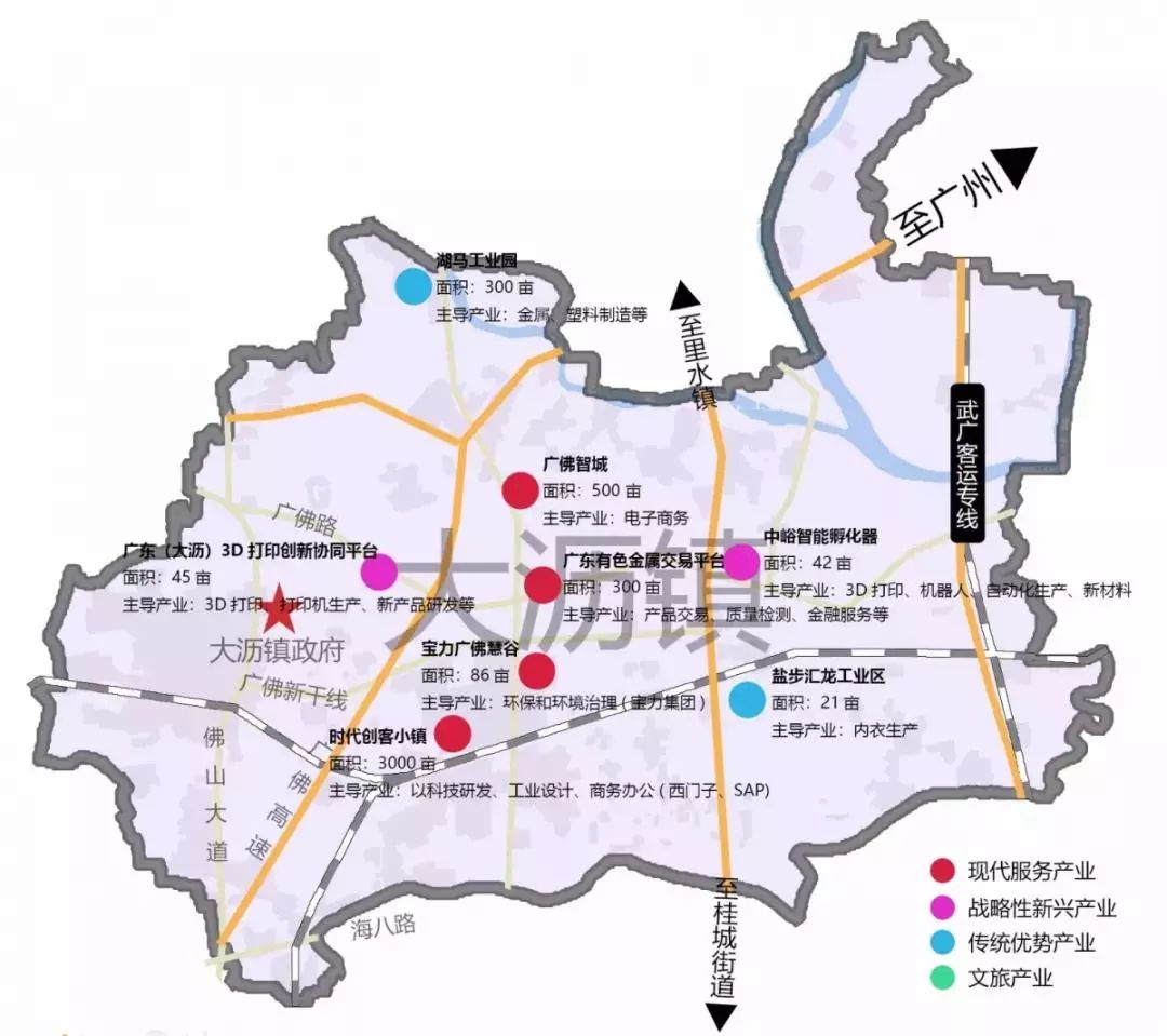 大沥镇产业地图(由集地宝整理)里水镇广佛城心,梦里水乡里水镇位于