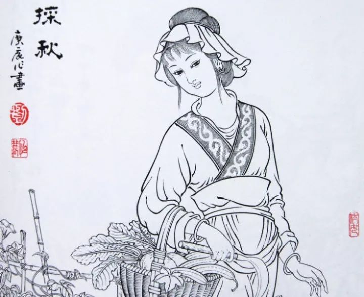 《白描仕女百态图》欣赏刘公华创作题材广泛,是比较全面的书画家,人物