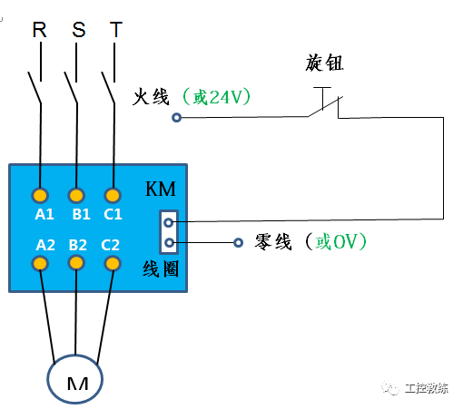 接触器自锁接线图带指示灯