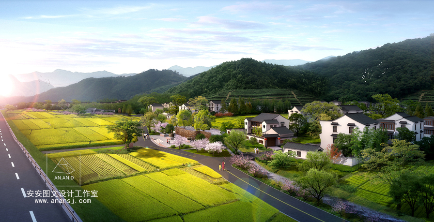 安安设计表现,分享环境宜人的新农村效果图
