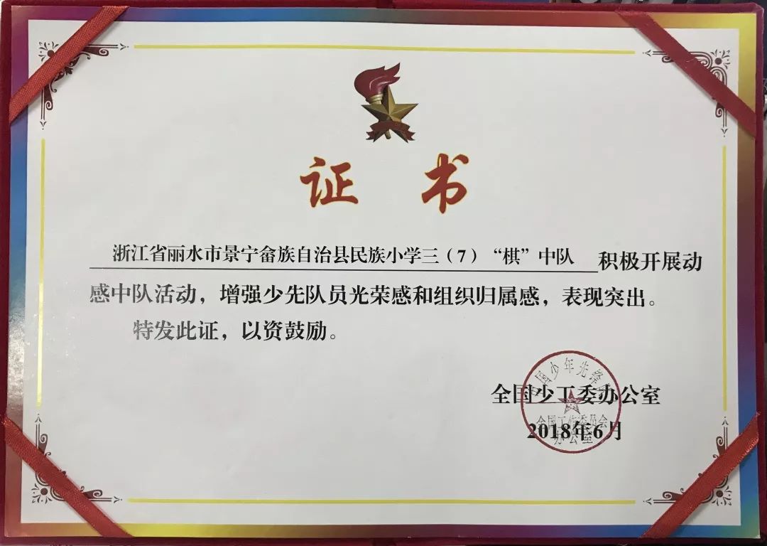 景宁县民族小学少先队获全国少工委表彰