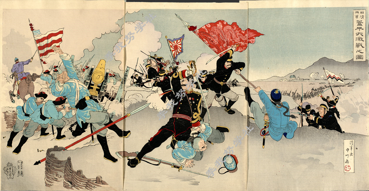 邪恶的宣传漫画日本侵略军御用画师给日本军队描绘的甲午战争版画