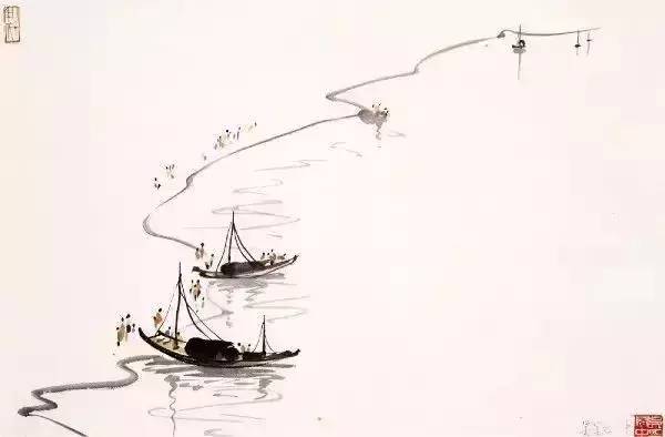 水墨画小船的画法图片