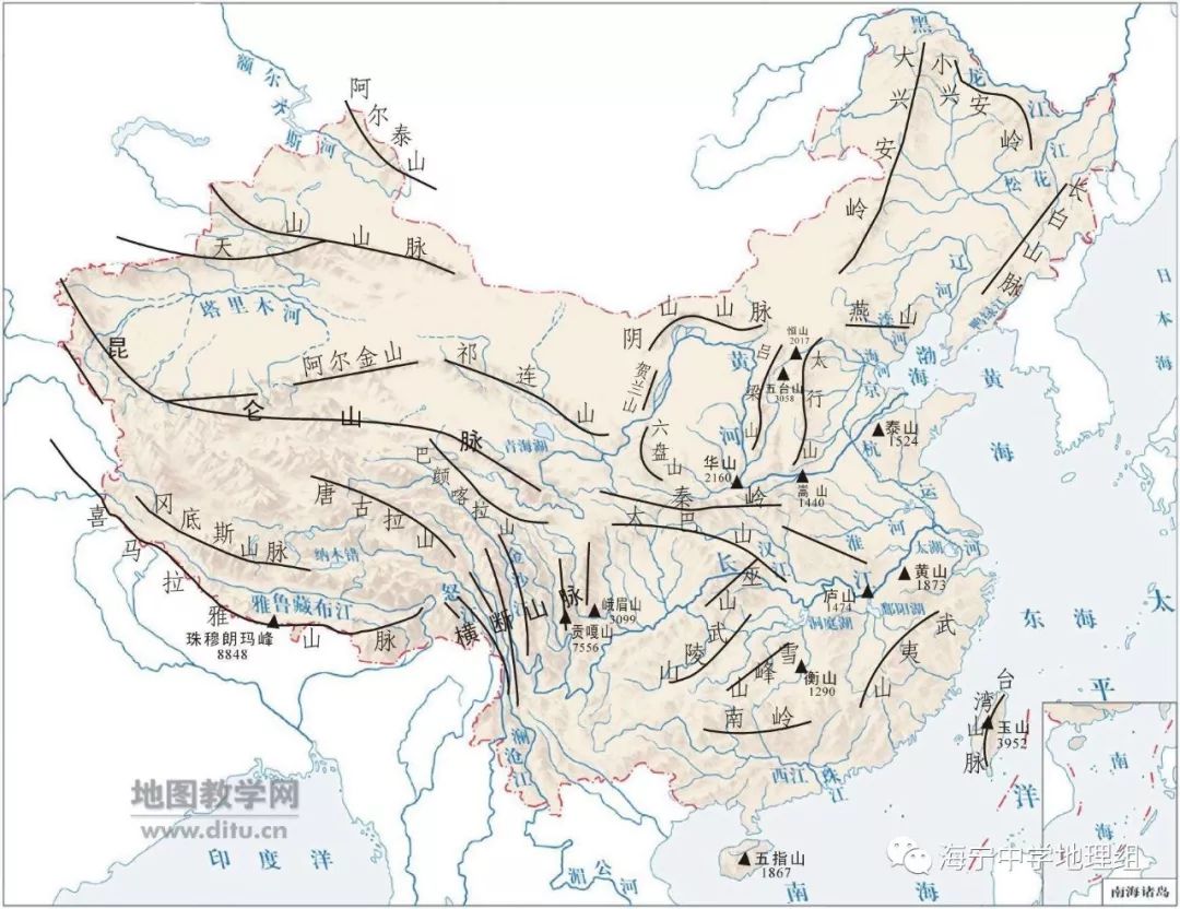 中国主要山川河流地图图片