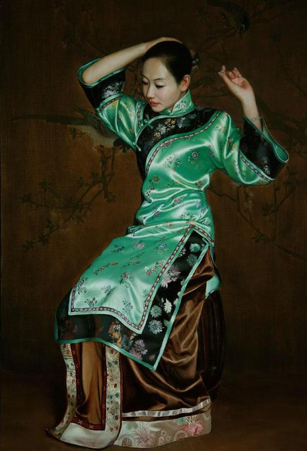 经典油画中国旗袍人物油画系列欣赏