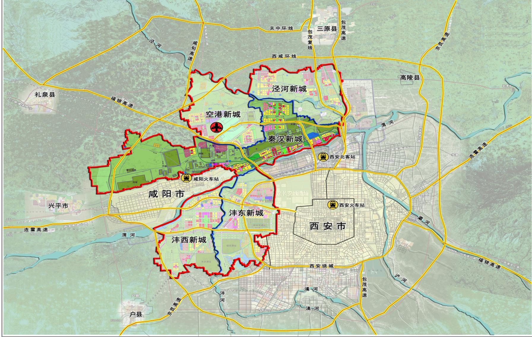 秦汉新城范围区域图
