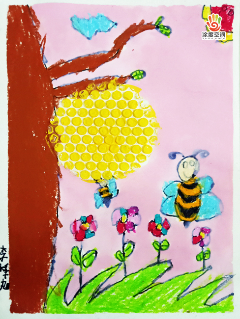 小蜜蜂涂色美术图片