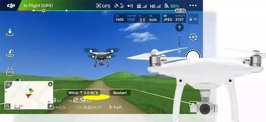 大疆之前也在dji go中集成了飛行模擬器,界面如下,該版本主要針對消費