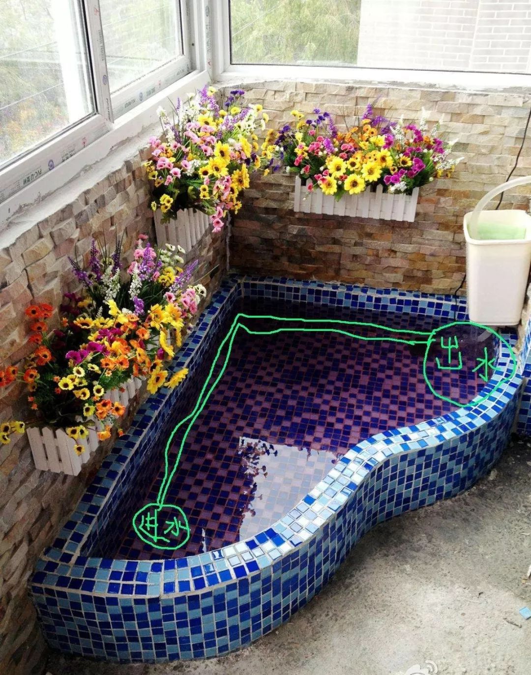 阳台鱼池设计图图片