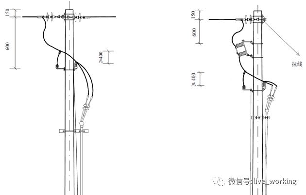 4m,這種裝置可以採用腳釦登杆的絕緣杆作業法帶電更換避雷器