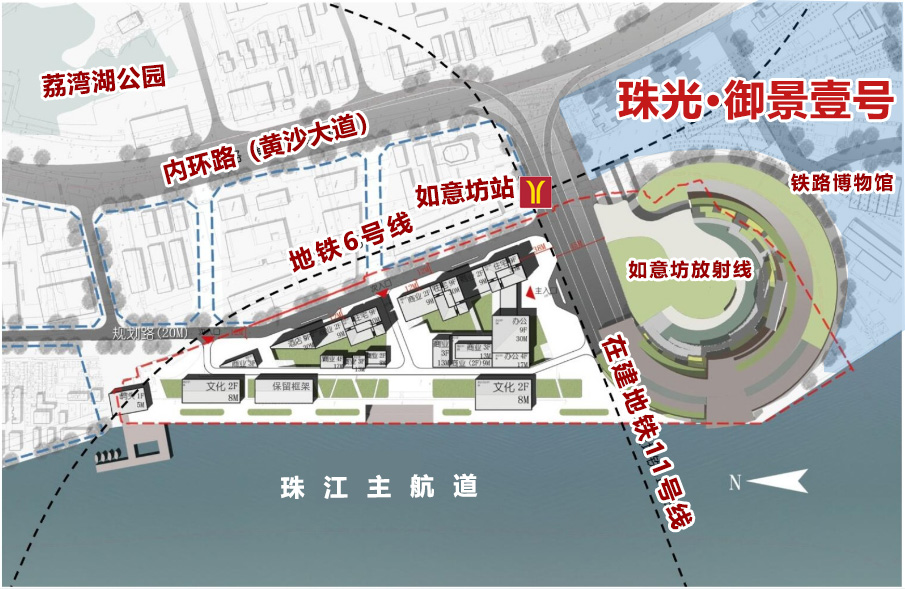 与如意坊放射线工程有4处交叉重叠的地铁11号线,是广州市内的首条大