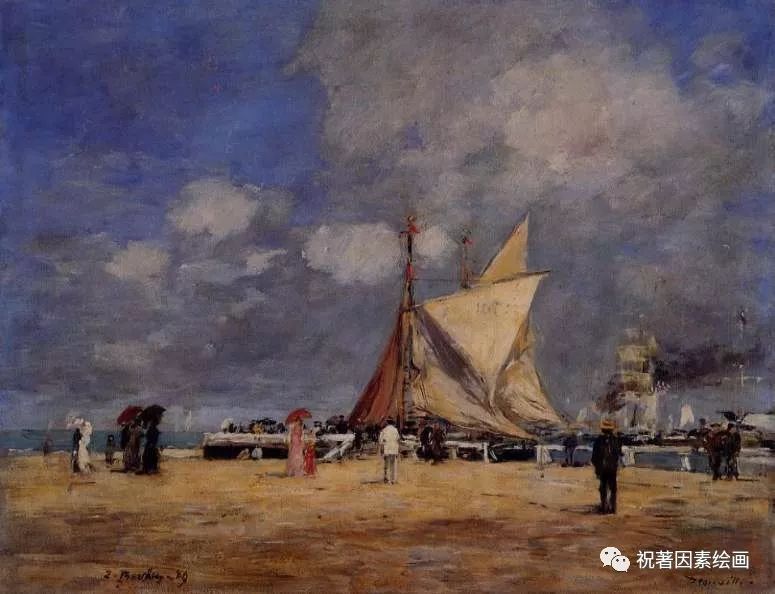 法国画家欧仁·布丹(eugene boudin)风景油画作品