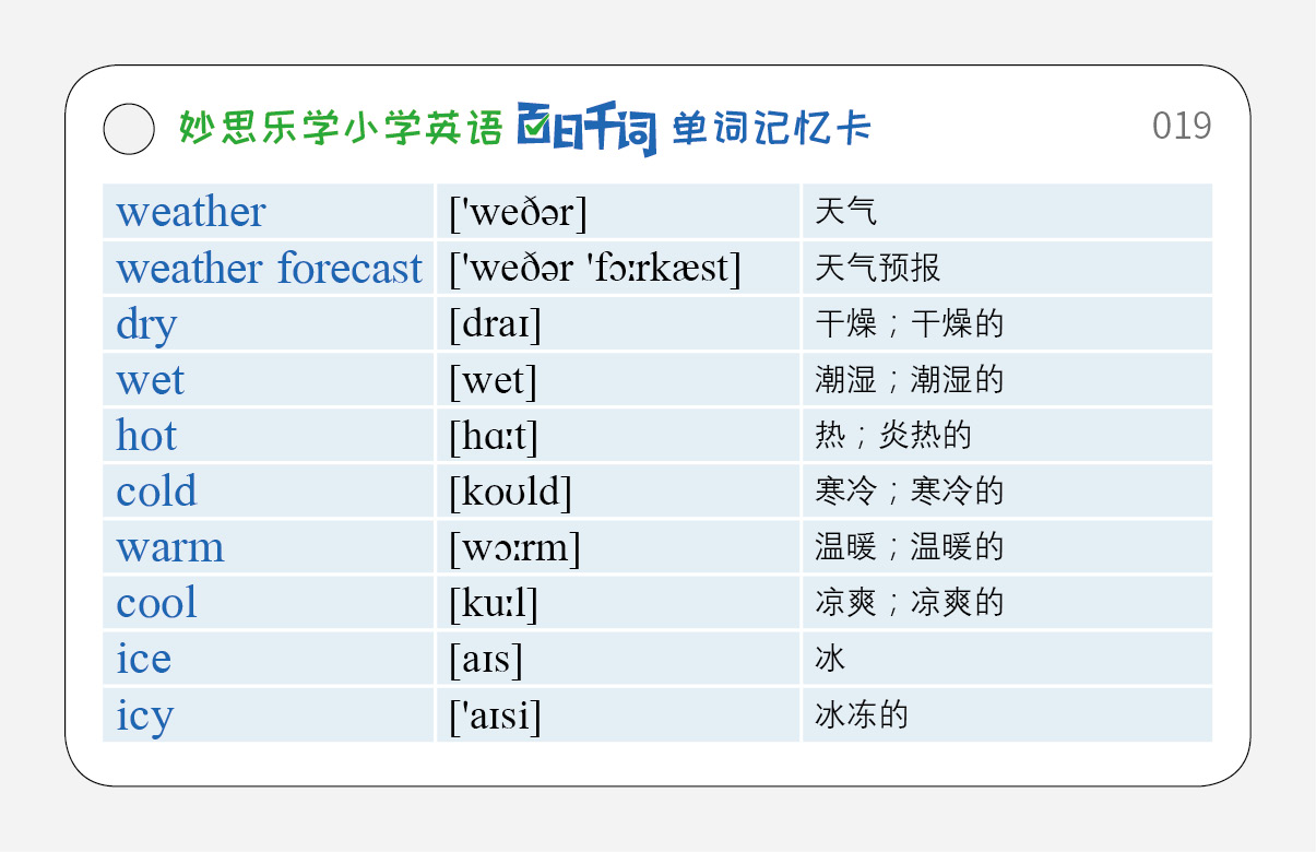 关于天气的单词